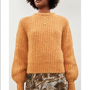 Reformation Tatum Semi-sheer Alpaca Wool-blend Jumper In Mustard Sweater